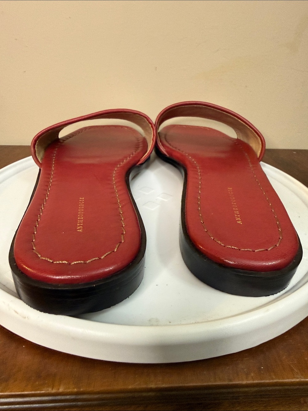 NWOB Anthropologie Red Woven Leather
Slide Sandals Size 40 - Picture 3 of 7